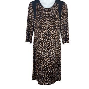 Chico’s $139 NEW Annie Leopard Print 3/4 Sleeve Jersey Dress 0